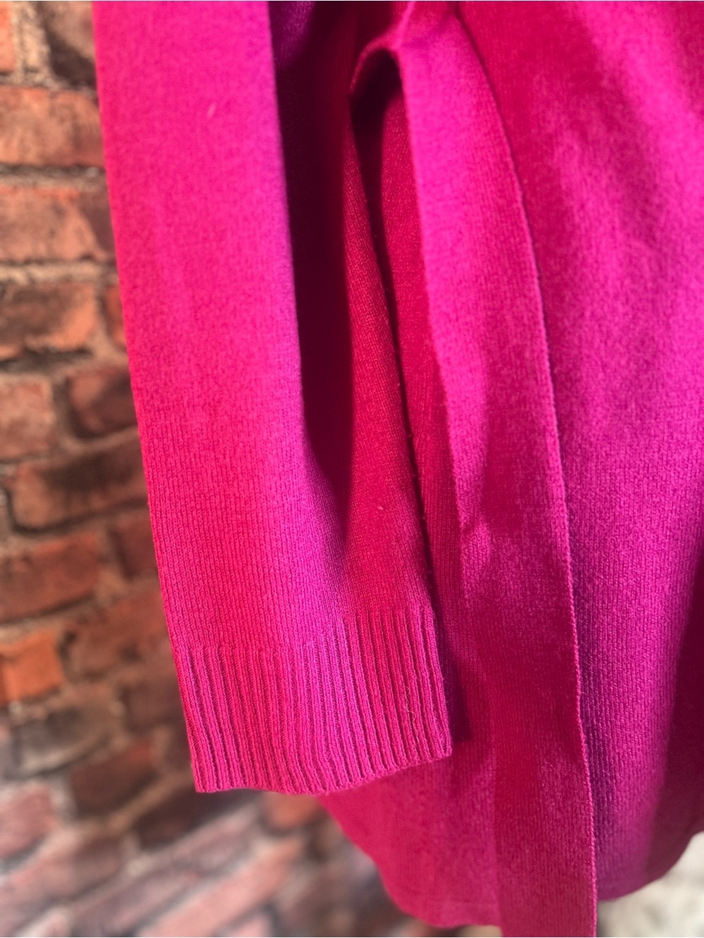 New York & Company Fuchsia Ruffled Open-Front Cardigan - Picture 6 of 7